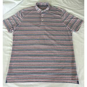 Johnnie-O Striped Polo Shirt Blue Red White Men's Short Sleeve Size XL